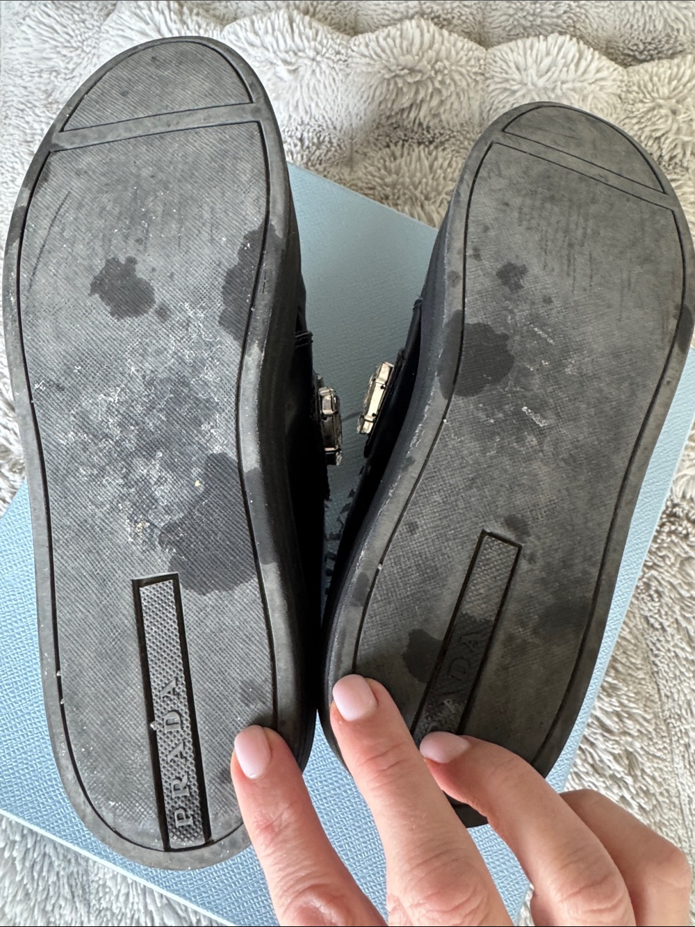 Prada Shoes Black Loafers 8 US Crystal Embellishments - Picture 5 of 7